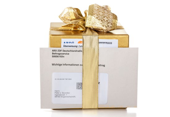 Rundfunkbeitragsbescheid mit Geschenk